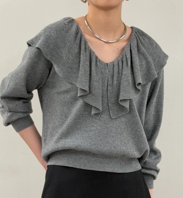 ラウンジドレス フリルカラーニット セール】フリルカラーニット（ニット/セーター）｜LOUNGEDRESS